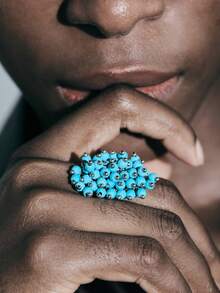Noxbound Silver Beaded Turquoise Niche Ring - Silver - View 9