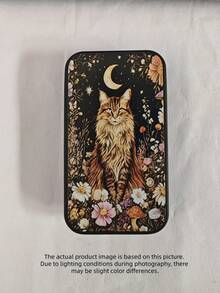 1PC Square Retro Bohemian Style Handmade Distressed Metal Tin Storage Box With Cat Moon Flower Pattern Holds 30 Matches Matches Not Included Windproof Moistureproof For Bedroom Desk Decor Gift Collectors Friends Elders Holiday - Multicolor - View 7