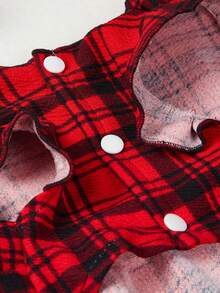 PETSIN 1pc Red Plaid Puff Sleeve Dress For Pets, Christmas - Multicolor - View 9