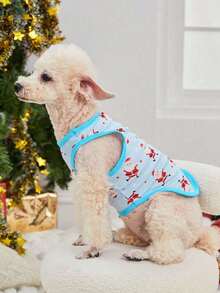 PETSIN 1pc Pet Christmas Santa Claus Pattern Vest - Multicolor - View 11