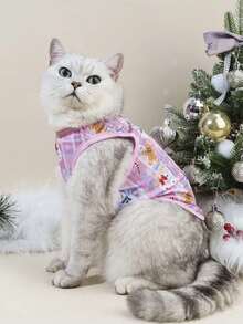 PETSIN 1pc Santa Claus & Snowflake Pet Pink Vest, Christmas - Multicolor - View 9