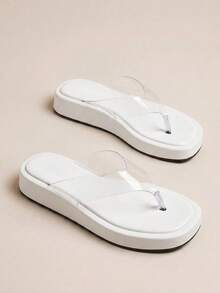 HighSole Spring And Summer New Design Open-Toed Thick Sole Heightening Women's Sandals Shopping Seaside Vacation - Transparent white - View 9