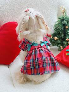 PETSIN Christmas Pet Dress - Festive Xmas Skirt With Bowknot For Dogs & Cats, Cute Holiday Party Costume - Red - View 12