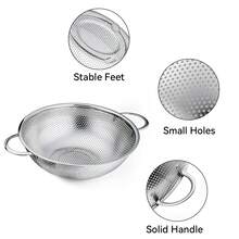 Nồi lọc bếp bằng thép không gỉ, giỏ lọc bếp, hoàn hảo cho trái cây, rau củ, mì ống, không cần lắp ráp, dùng làm phụ kiện nấu ăn cơ bản - Bạc - Xem 5