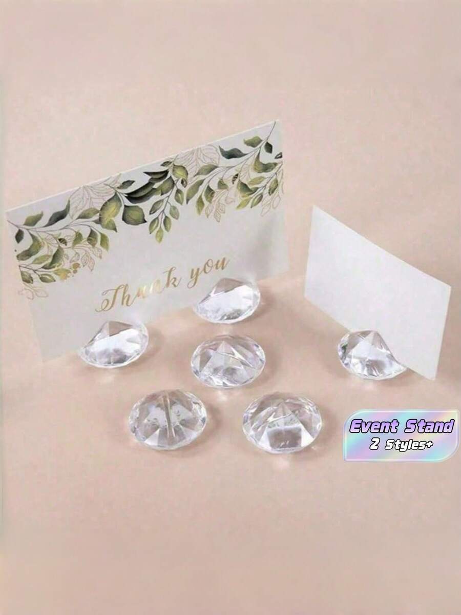 6Pcs 12Pcs Acrylic Diamond Name Card Holder Colorful Plastic Crystal Open Diamond Bead Decor Imitation Diamond Stand For Banquet Party