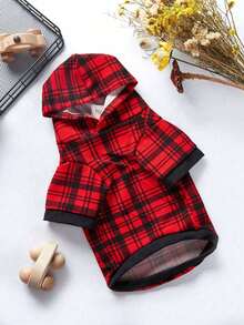 PETSIN 1 buah Sweatshirt Hewan Peliharaan Motif Kotak-kotak Merah & Hitam, Natal - MultiWarna - View 15