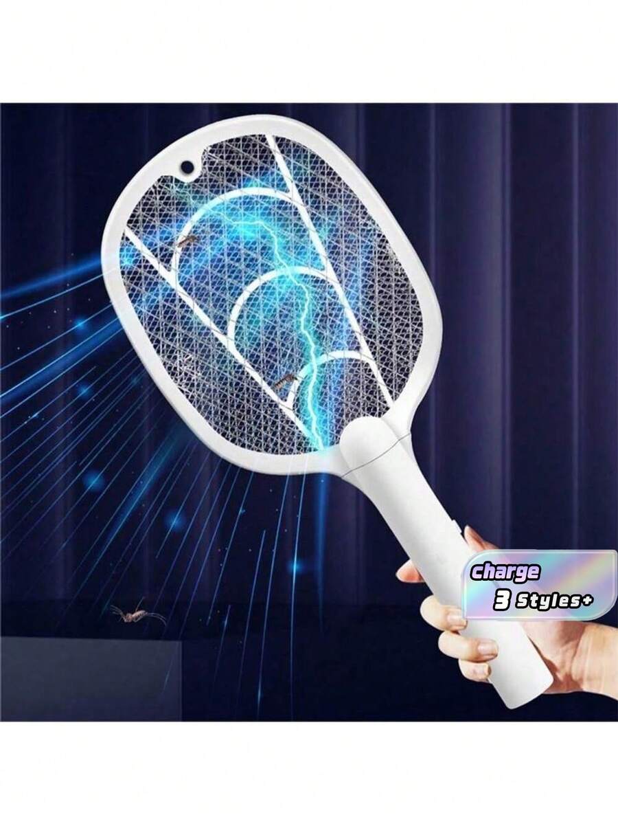 2‑In‑1 UV Electric Bug Zapper Swatter,USB Rechargeable Mosquito Swatter With Charging Base,Effective For Indoor & Outdoor Use - Multiple Styles - View 1
