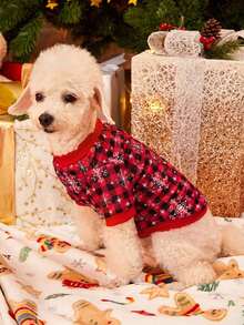 PETSIN 1 Pc Pet Christmas Snowflake Patterned Sweatshirt - Multicolor - View 6