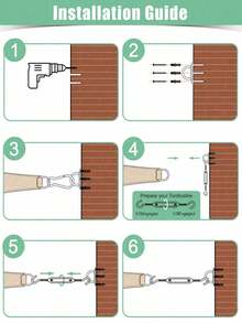 SHEIN The 44 Piece Sunshade Sail Hardware Kit Is Suitable For Heavy-Duty Weather Resistant Accessories For Triangular/Square/Rectangular Outdoor Sunshades, As Well As Sunshade Equipment For Outdoor Terraces, Gardens, And Backyards. - Multicolor - View 6