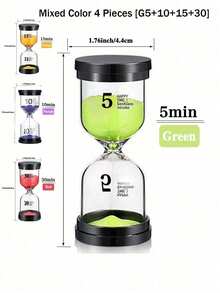 1/3/5/10/15/30 Minutes Black Lid Marked Glass Timer, Home Decor Sandclock, Suitable For Homework, Teeth Brushing, Kitchen Cooking, Yoga Gaming, Desktop Decoration Best Gifts Birthday Graduation - Multicolor - View 19