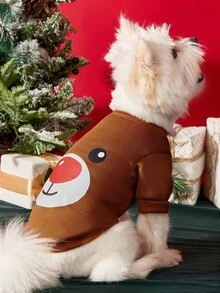 PETSIN 1 Pc Pet Christmas Cat Dog Universal Cute Elk Pattern Printed Brown Warm And Comfortable Dog Christmas - Multicolor - View 7