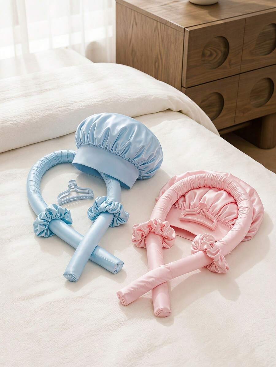 Cirelle 1pc Ergonomic Heatless Curler Rod Set With Bonnet And Claw Clip For Minimalist Evening Routine Featuring Captivating Visual Delight And Tactile Sensory Comfort For Urban Career Women And Girls - multicolor - View 1