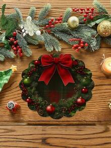 1 Buah Alas Meja Makan Motif Pohon Natal dan Kepingan Salju Bentuk Tidak Beraturan, Anti Selip, Tahan Panas, Cocok untuk Pesta Liburan, Dapur, Dekorasi Rumah, dan Hadiah. - D - View 4