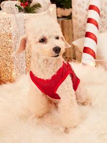 PETSIN 1pc Pet Christmas Reindeer & Snowflake Pattern Breathable Lightweight Dog Vest, Red - Multicolor - View 8