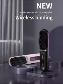 Teckwe Wireless Straightening Comb With LCD Display, Temperature Adjustment, Portable Small Sliding Comb, Female Negative Ion Hair Straightener Brush, Barbecue, Ceramic Coating, Equipped With A Tandem Dual-Cell Battery,2000mAh + 2000mAh - Multicolor - View 3