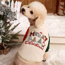 PETSIN 1pc Christmas Red & Green Contrast Color Cute Pet Sweatshirt - Multicolor - View 3