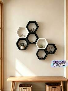 3/4Pcs Hexagon Floating Shelves, Nordic Wall Mount Storage Rack, Creative Geometric Decor Shelf For Living Room & Entryway - multicolor - View 1