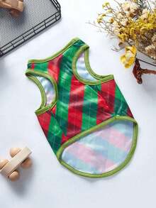 PETSIN 1pc Red & Green Plaid Print Pet Vest For Christmas - Multicolor - View 7