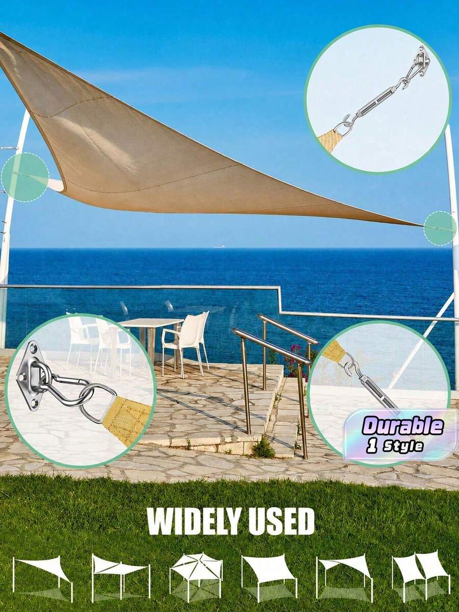 SHEIN The 44 Piece Sunshade Sail Hardware Kit Is Suitable For Heavy-Duty Weather Resistant Accessories For Triangular/Square/Rectangular Outdoor Sunshades, As Well As Sunshade Equipment For Outdoor Terraces, Gardens, And Backyards. - Multicolor - View 1