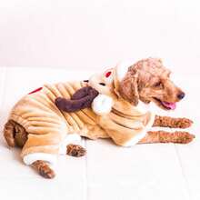 PETSIN 1 قطعة ملابس كلب بتصميم الرنة لعيد الميلاد ورأس السنة، ملابس حيوانات أليفة رباعية الأرجل دافئة للخريف والشتاء - بني - مشاهدة 6