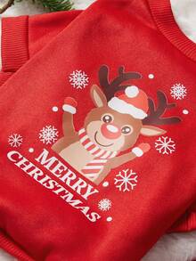 PETSIN 1件寵物通用聖誕貓狗紅麋鹿雪花「Merry Christmas」英文字母可愛圖案印花保暖舒適狗聖誕用品 - 彩色 - 查看 7