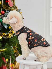 PETSIN 1pc Pet Christmas Reindeer Pattern Lightweight Breathable Vest - Multicolor - View 8