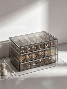 1pc Large Capacity 72-Slot Acrylic Jewelry Box, Transparent Multi-Layer Stackable Drawer Organizer, Jewelry Storage And Organization, Holiday Gift - Multicolor - View 9