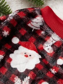 PETSIN 1 Pet Christmas Cat Dog Universal Red And Black Checkered Santa Claus Cute Snowflake Pattern Printed Plush Warm And Comfortable Dog Christmas Gift - Multicolor - View 9