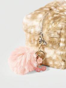 ROMWE Fairycore Fluffy Deer Design Soft Bow Makeup Bag/Pouch - Hair ball model - View 4
