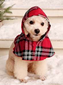 PETSIN Christmas 1pc Plaid Print Pet Cloak - Multicolor - View 3