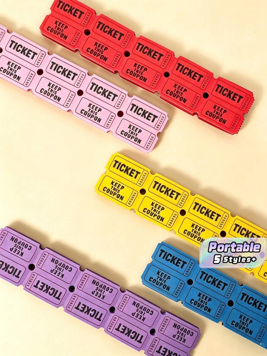 100‑Sheet Set Double Roll Raffle Tickets, Drawing Tickets For Events, Carnivals, Door Prizes, Games, Celebrations And Drink‑Related Activities - Multicolor - View 1
