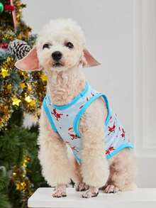 PETSIN 1pc Pet Christmas Santa Claus Pattern Vest - Multicolor - View 10