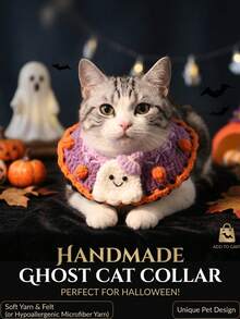 PETSIN 1pc Soft Halloween Ghost Pet Bib – Costume Scarf For Small Dogs & Cats - Orange - View 3