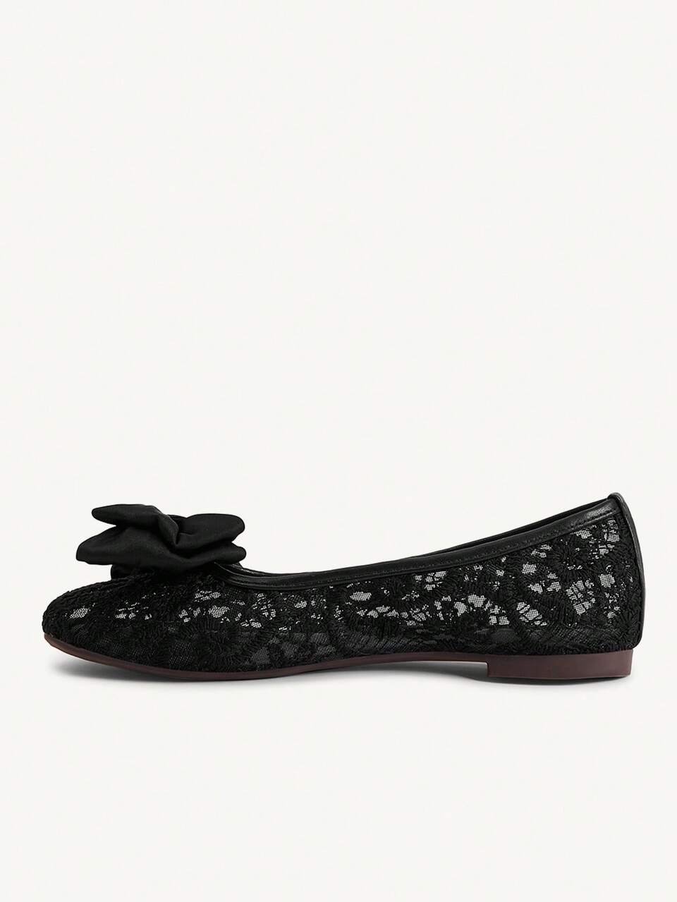 CUCCOO CHICEST Round Toe Bow Cute Lady Flat Shoes Transparent Mesh Black Commuter Flat Shoes Doudou Shoes Fall Shoes