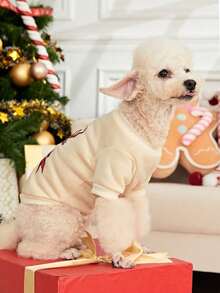 PETSIN 1 Pc Pet Christmas Reindeer Print Sweatshirt - Multicolor - View 8