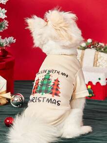 PETSIN 1 Pc Pet Christmas Cat Dog Universal Christmas Tree "Merry Christmas" English Pattern Printed Apricot Fleece Warm And Comfortable Dog Christmas - Multicolor - View 6