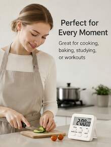 Teckwe 1pc Kitchen Timer Large LCD Display, Hours Count Down/Increment Function, Hour/Minute/Second Adjustment, One-Button Start/Stop, Clear Reset Button, Mode Switch Button, Back-To-School Essential - Multicolor - View 2