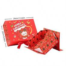 Caja de regalo plegable de una pieza con imán para Navidad, caja de embalaje de regalo festiva de Navidad, caja de envoltura de regalo de vacaciones con impresión de color - Multicolor - Ver 6