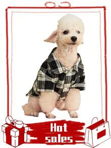 PETSIN 1pc Christmas Plaid Pet Shirt In Black And White - Multicolor - View 7