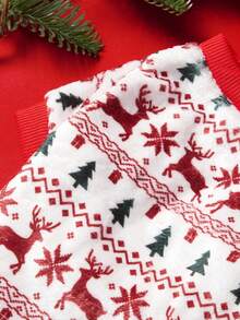 PETSIN 1 Pet Christmas Cat Dog Universal Red And Green Elk Snowflake Geometric Fer Island Pattern Print Plush Warm And Comfortable Dog Christmas - Multicolor - View 9