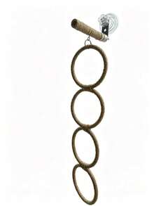 Multifunctional Hemp Rope Bird Standing Rack, Parrot Aerial Perch Rack With Suction Cups Installed On Glass, Bird Swing And U-Shaped Station Pole Installed In Cage, Multi-Purpose Parrot Fitness Rack And Playground - Camel - View 12