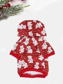 PETSIN 1pc Christmas Rabbit Hooded Sweatshirt For Pet, Red - Multicolor - View 6