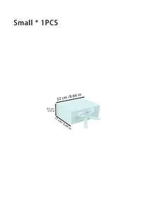 1pc Ribbon Gift Box, Foldable Hard Box With Bow For Wedding Favors, Birthday & Holiday Presents, One-Piece Cosmetic Packaging Case - Baby Blue - View 5