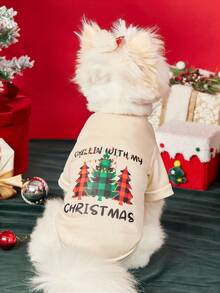 PETSIN 1 Pc Pet Christmas Cat Dog Universal Christmas Tree "Merry Christmas" English Pattern Printed Apricot Fleece Warm And Comfortable Dog Christmas - Multicolor - View 4