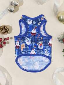 PETSIN 1pc Pet Christmas Santa Snowflake Blue Vest - Multicolor - View 9