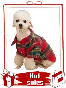 PETSIN 1pc Christmas Mixed Color Checkered Warm Lining Pet Shirt - Multicolor - View 9