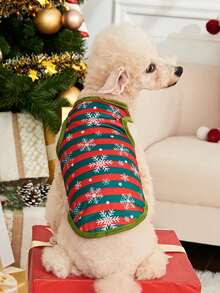 PETSIN 1pc Cartoon Snowflake Striped Christmas Dog Vest - Multicolor - View 6