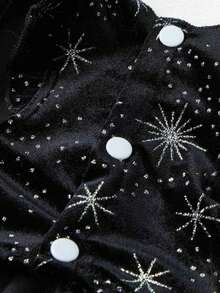 PETSIN 1pc Premium Christmas Snowflake Star Pattern Pet Velvet Dress, Black - Multicolor - View 7