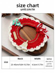 PETSIN 1pc Cat And Dog Universal Christmas Scarf, Hand Crocheted Flower Wreath Pet Bib, Available In Multiple Colors, Suitable For Cats And Small Dogs, Used For Christmas Parties, Holiday Photography, And Holiday Decoration - Multicolor - View 15