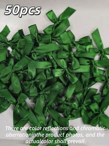 SHEIN 50 Buah Pita Hijau Tua untuk Pembungkus Kado, Aksesori Rambut, Dekorasi Pesta Pernikahan, Kerajinan Natal, Hiasan Perhiasan DIY, Pita Dekoratif - Dark Green - View 3